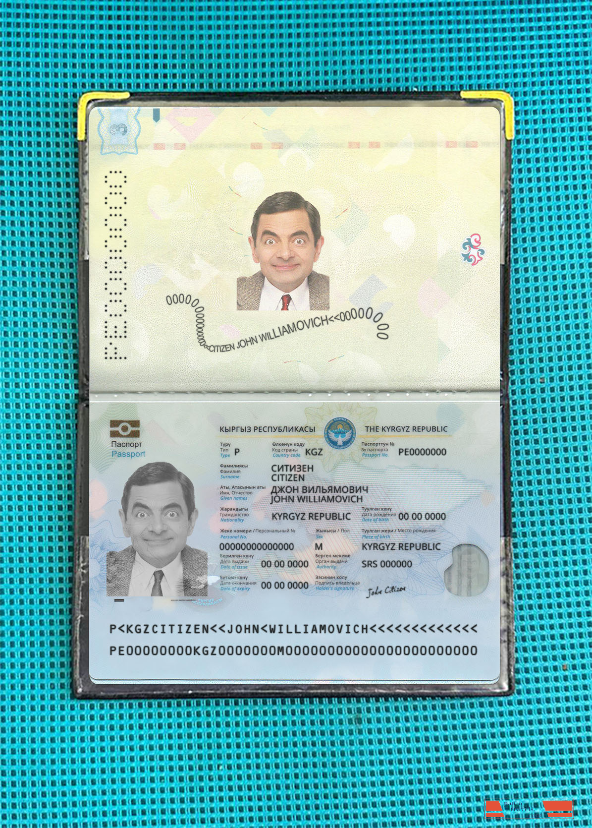 Kyrgyzstan passport 2021 present photolook PSD template